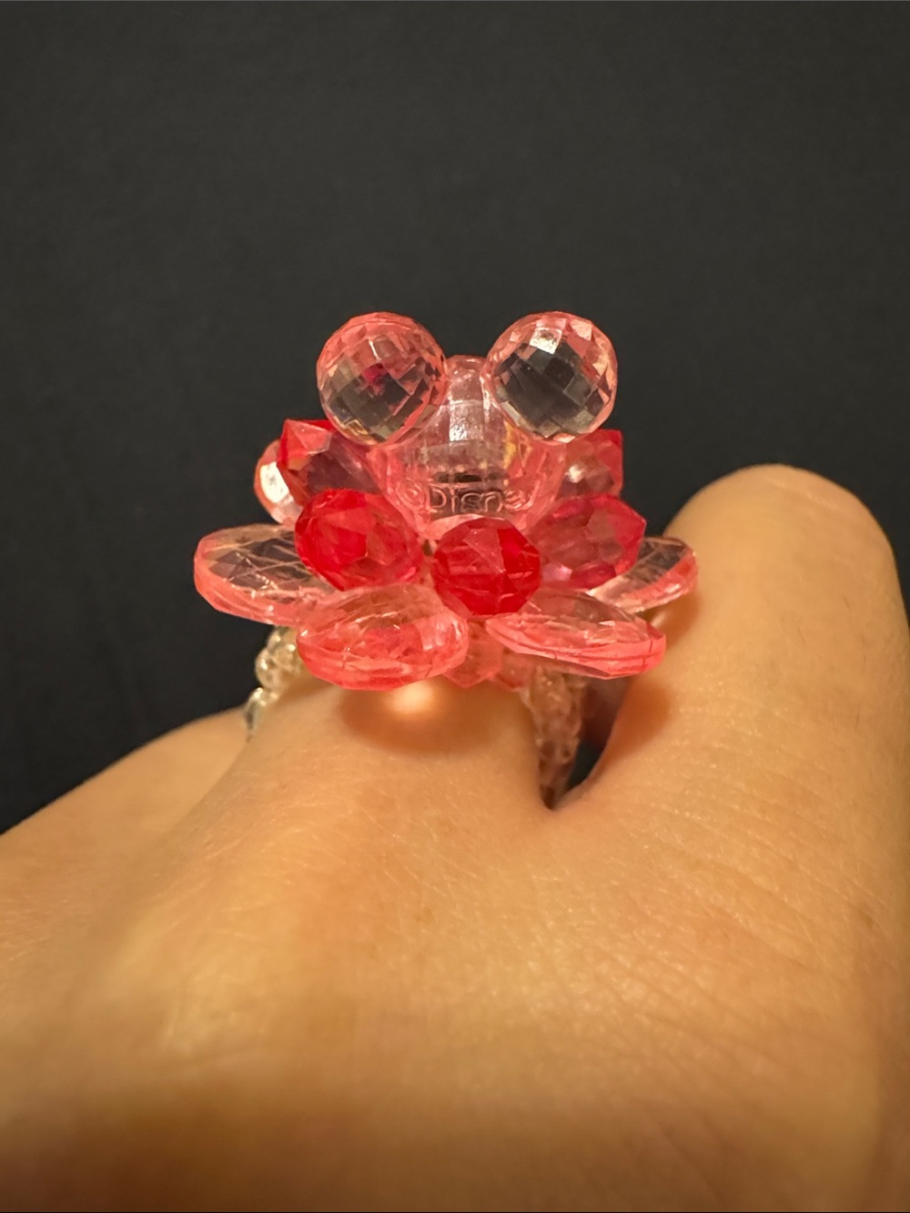 Disney Minnie Mouse Pink Bead Stretchy Ring Costume